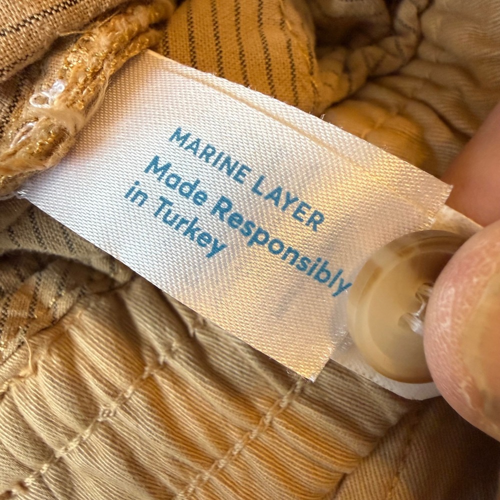 Marine Layer Mens Slim Fit Khaki Tan Drawstring Pants Size Medium 13637 EUC - Picture 8 of 11